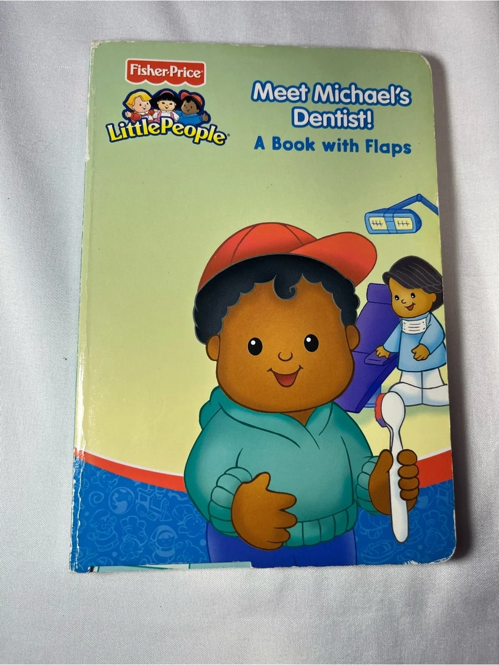 Fisher-Price Little People Meet Michael’s Dentist Book Flaps Board Book 2002 VTG